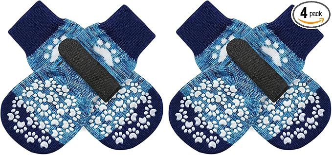 Anti Slip Dog Socks to Prevent Licking Paws, Dog Shoes for Hot Pavement, Dog Booties for Small Medium Large Senior Dogs, Traction Control Boots & Paw Protectors for Hardwood Floors