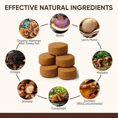 Turkey Tail Mushroom for Dogs, Premium Pet Mushroom Chews, Joint Spine& Mobility Support, Immune Health, Skin & Coat Care, with Chaga, Cordyceps, Lion's Mane, Shiitake & Maitake, 120 Chews (1)