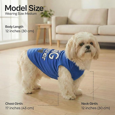 Parisian Pet Dog Shirt – 100% Cotton Shirts for Medium Dogs – Blue Sleeveless Puppy Clothes – Lightweight and Breathable Dog Apparel – Boy Big Brother Dogs Clothes - Stretchy Pet T Shirts