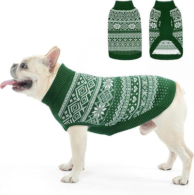 HOMIMP Dog Sweater Argyle - Warm Sweater Winter Clothes Puppy Soft Coat, Ugly Dog Sweater for Small Medium and Large Dogs, Pet Clothing Boy Girl, Green M