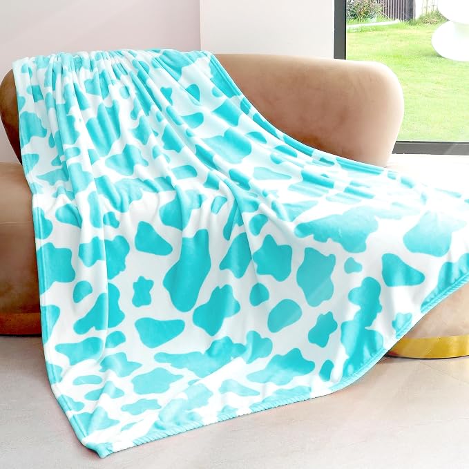Blue Throw Blanket Twin Size Soft Fleece Blanket Lightweight Plush Fuzzy Cozy Cyan Teal Blue Twin Blanket for Couch Bed Sofa