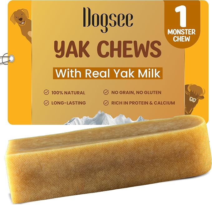 Himalayan Yak Chews (Monster/XL- 1 Chew).100% Natural, 60% Protein, Dog Treats for Large Breed Dog Chews for Dogs Over 55 lbs
