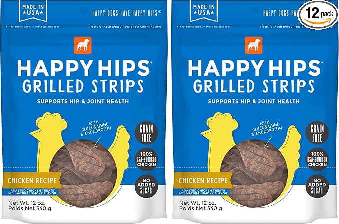 Happy Hips Grilled Dog Treats, Chicken, 12 oz. Pouch (Pack of 2)