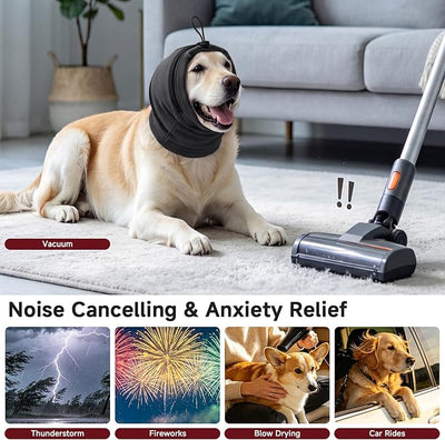 Nanaki Dog Calming Hoodie & Ear Cover,Extra Large July 4th Head Wrap with Ear Pads - No-Shake Hematoma Protection,Noise Cancelling for Fireworks,Grooming, Blow Dryer & Bath,Ear Warmers