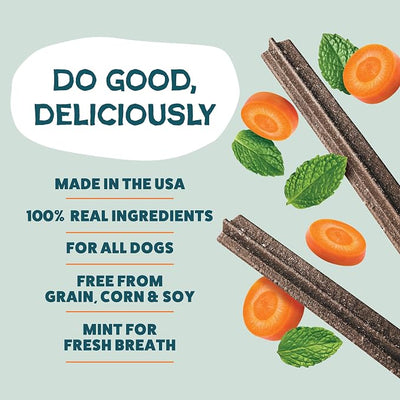 Shameless Pets Dental Treats for Dogs, Carrate Chomp - Healthy Dental Sticks with Skin & Coat Support for Teeth Cleaning & Fresh Breath - Dog Bones Chews Free from Grain, Corn & Soy