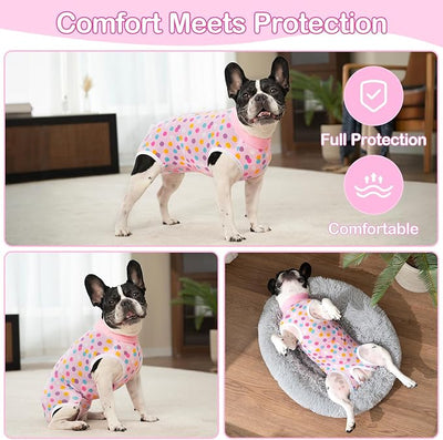Coppthinktu Recovery Suit for Dogs After Surgery, Dog Onesie Surgery Recovery Suit for Female Spay, Soft Surgical Pajamas Bodysuits for Puppy to Prevent Licking Dog Cone Alternative Dots XL
