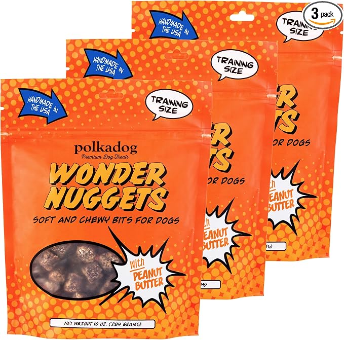Wonder Nuggets 3-Pack Dog Treats - Peanut Butter, Soft & Chewy, Limited Ingredient, Lean Protein & Omega-3 Rich Snacks for Dogs, Great for Training All Breeds, Made in USA - 10oz (3pk)