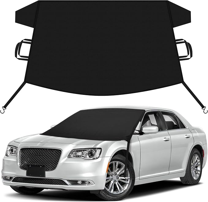 EcoNour Car Snow Cover Compatible for Chrysler 300 | Windshield Cover for Ice and Snow with S-Hook Straps | Heavy-Duty 600D Oxford Winter Car Cover, Waterproof & Anti-Slip