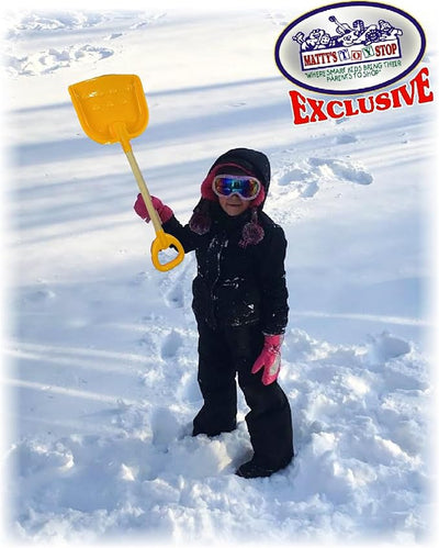Matty's Toy Stop 28" Heavy Duty Wooden Snow Shovel with Plastic Scoop & Handle for Kids - Yellow
