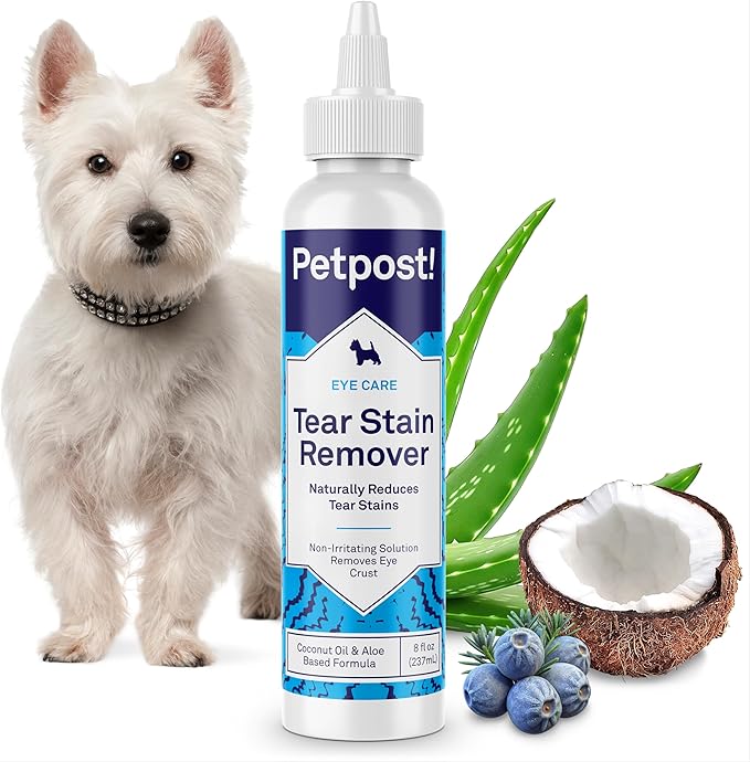 Tear Stain Remover for Dogs | 8 oz Gentle Dog Eye Cleaner Solution | Safe Dog Tear Stain Remover for White Fur & Light-Coated Breeds | Bleach Free