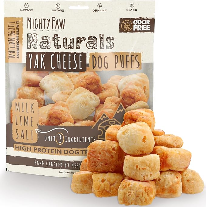 Yak Cheese Puffs for Dogs - All-Natural Pet Treats for All Sized Breeds - Odorless Limited-Ingredient Chews for Puppies & Power-Chewers - Rich in Protein and Calcium - Easy to Chew (12 oz.)