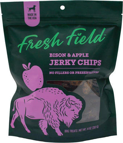 Fresh Field Bison & Apple Jerky Chips, 14 oz and Colorado Naturals Lamb Jerky Chips Dog Treats, 6 oz – All-Natural Dog Treats, USA Made, Ideal for Picky or Allergy-Prone Pets