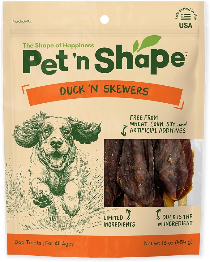 Pet n Shape Chik n Skewers – Duck Wrapped Rawhide Chew Dog Treats - 1 Pound