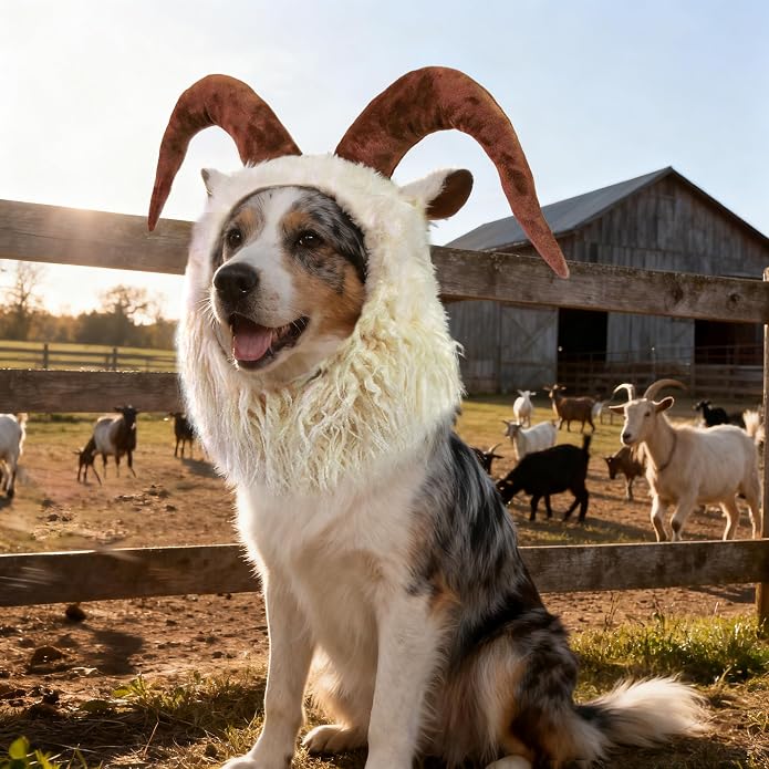 Funny Reindeer Moose Dog Costume - Cute Furry Pet Wig for Halloween & Christmas