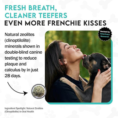 Frenchies vs Plaque & Tartar - Dog Dental Powder for Teeth Cleaning | Dog Breath Freshener & Teeth Cleaning Powder. Plaque remover & bad breath treatment. French Bulldog optimized, all breeds.