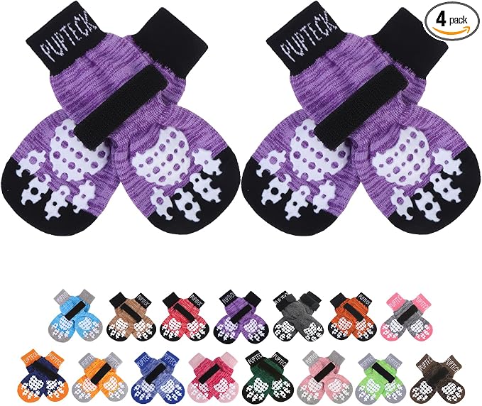Anti-Slip Dog Socks with Double Sides Grips for Small Medium Large Dogs Hardwood Floors Prevents Licking, Dog Shoes for Hot Pavement Traction Control Paw Protector for Senior Dogs