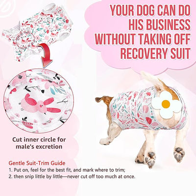 Lukovee Recovery Suit for Dogs, Zipper On Dog Surgery Suit for Female Male Dog, Onesies Bodysuit Prevent Licking Spay Abdominal Wounds Bandages E-Collar Alternative (Pink, XS)