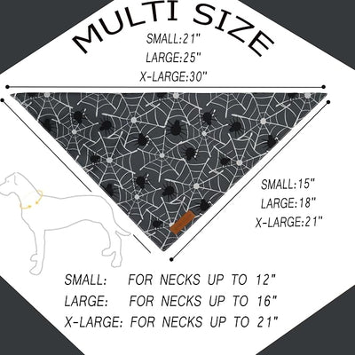 Realeaf Halloween Dog Bandanas 2 Pack, Reversible Orange Gray Pet Scarf for Boy and Girl, Premium Durable Fabric, Holiday Bandana for Small Medium Large and Extra Large Dogs (Halloween, X-Large)