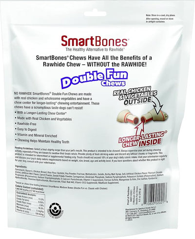 SmartBones DoubleTime Chews 3 Count, Medium, Rawhide-Free Chews For Dogs With Long-Lasting Chew Center