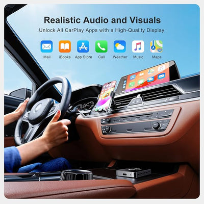 AI Box CarPlay, 3-in-1 Wireless CarPlay Adapter & Android Auto for OEM Wired Cars, Built-in Netflix/YouTube for Streaming, 5.8GHz WiFi, Convert Wired to Wireless, Plug & Play （4GB RAM+32GB ROM）