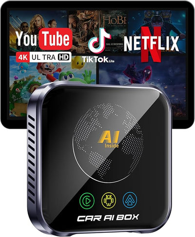 Magic AI Box Wireless CarPlay Adapter, Fast Car Video Box Plug & Play, Easy Setup, Supports Netflix/YouTube/TF Card Streaming Equalizers and More for OEM Wired CarPlay/Android Auto Cars(Charcoal Gray)