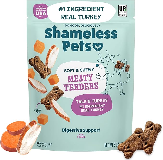 Soft & Chewy Dog Treats, Talk'n Turkey Meaty Tenders, 8oz – Real Turkey is 1st Ingredient – Grain Free, No Corn or Soy – Digestive Support – for Small, Medium & Large Dogs