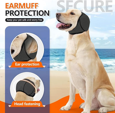 Dog Shower Cap, No Flap Ear Wraps for Dogs, Dog Ear Muffs for Bath – Waterproof Pet Ear Covers for Swimming & Noise Anxiety Relief (Grey, M (Head Circumference 14"-19"))