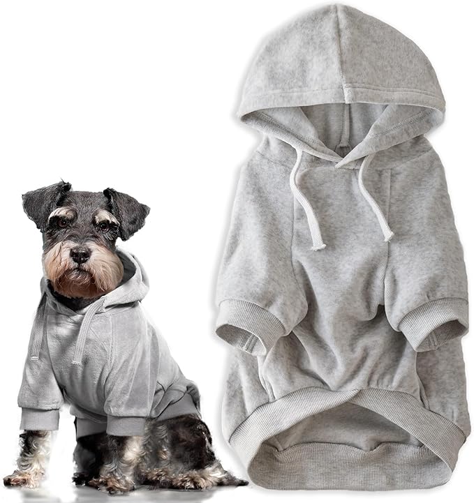 Cooper II Organic Cotton Velour Dog Hoodie Pet Coat for Small, Medium and Large Dogs, Light Heather Gray, Medium