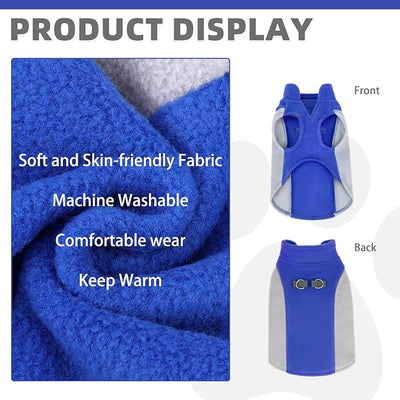 KOOLTAIL Small Dog Sweater - Dog Fleece Vest Jacket with Leash D-Ring for Small Medium Dogs, Soft Pullover Winter Warm Cold Weather Coats, Pet Fall Clothes Outfit for Puppy Cat Boys&Girls, Blue M