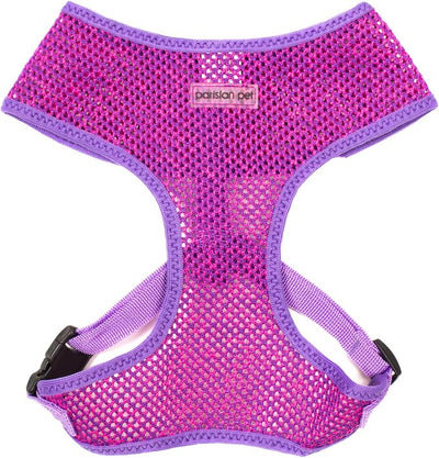 Parisian Pet Girl Dog Harness - Breathable Mesh Purple Pink No Pull Puppy Harness with Leash Ring - Adjustable Harnesses for Dogs - Soft Step-in Pet Vest - Lightweight Dog Vests for Large Dogs
