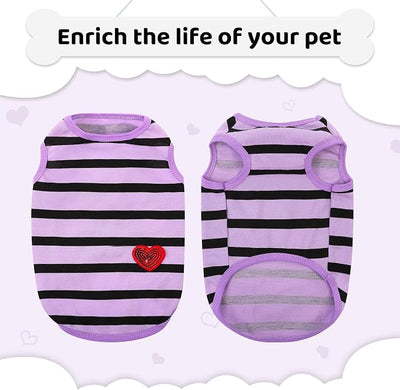 Dog Shirts for Small Dogs, Striped T-Shirts Pets Vest Pet Apparel Tee Shirts Dog Tank Top Spring Summer Suitable for Chihuahua French Bulldog Bichon Shih Tzu