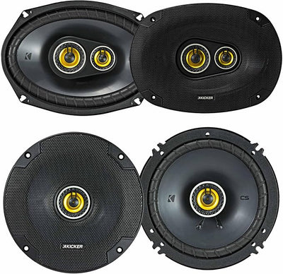 KICKER 46CSC654 & 46CSC6934 CS Series Car Speaker Bundle – 6.5” 2-Way & 6x9” 3-Way Speakers (4 Total), 450W Peak, EVC Tech, Polypropylene Cones, Zero-Protrusion Tweeters.