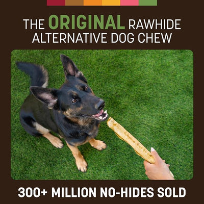Earth Animal No Hide Chews - Long Lasting Rawhide Free Large Dog Chews Rolls, Pork - 3 Count Value Pack