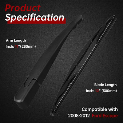 OTUAYAUTO Rear Windshield Wiper Set - Replacement for 2008-2012 Ford Escape, 2010-2018 Lincoln MKT, Mercury Mariner, Mazda Tribute 2008-2011 Back Wiper Arm and Blade Assembly OE:8L8Z17526-C