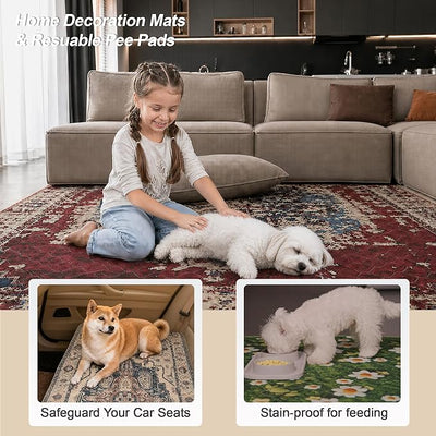 Washable Pee Pads for Dogs, Reusable Puppy Potty Training Pads, Ultra-Absorbent Thick Waterproof Leak-Proof Non-Slip Pads & Mat for Crate, Playpen, Floor, Whelping & Housebreaking , 2 Pack 54"x54"