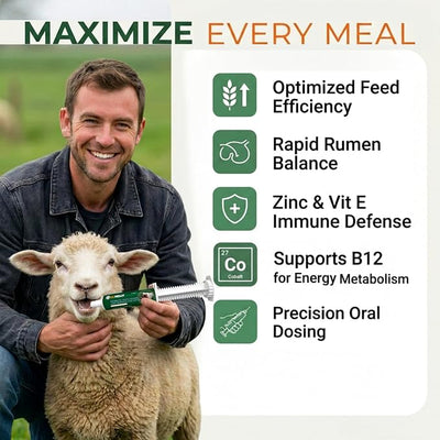 Ruminant Probiotic Paste 80CC for Cattle, Goats & Livestock – Prebiotic + Probiotic 6 Strains,12B CFU, Vitamin E & Minerals – Digestive, Rumen & Immune Support, Calving