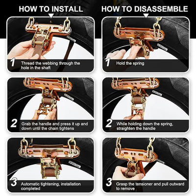 12 Pack Adjustable Snow Tire Chains for Tire Width 235-315mm Suv Truck Pickup, Quick Setup Easy Installation, Thickened Car Non Skid Car Chains