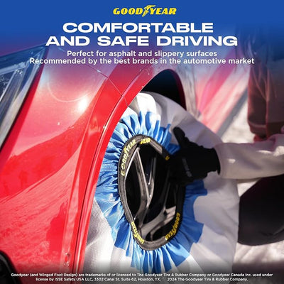 Goodyear Pro Snow Socks for Tires. Designed for All Tire Brands. Textile Chain Replacement for Optimal Traction in Snow & Ice. Easy Install. Emergency Winter Safety Solution, Multi-Season Use. Sz M
