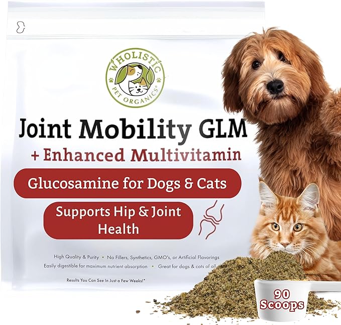 Hip and Joint Supplement for Dogs & Cats - Cat and Dog Joint Supplement - Green Lipped Mussels, Chondroitin, Glucosamine for Dogs & Cat Mobility Support - 2 Lb - 90 Scoops