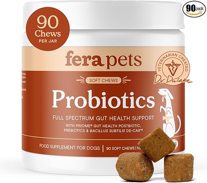 Probiotics for Dogs with Prebiotics and Postbiotics - Full Spectrum Gut Health Support - Promotes a Balanced Gut Microbiome - Boosts Immune Health - 90 Soft Chews