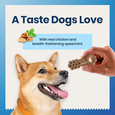 Blue Buffalo Dental Chews Medium Natural Dog Treats, Chicken & Spearmint 23-oz Bag (28 Count) (Pack of 3)