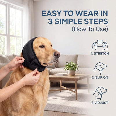 Zenpup Noise Cancelling Ear Wrap for Dogs, Calming Muffs for Fireworks, Thunder, Grooming, Bathing and Swimming, Adjustable (Large)