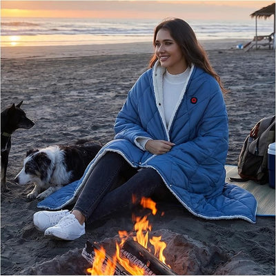 Heated Blanket Battery Operated,12V Cordless heating pad with 15000 battery,Heated Shawl Throw Blanket,Wearable Heated Blanket,Sherpa Lining,3 Heating Set for Car,Camping,Backpacking,Hiking,Travel