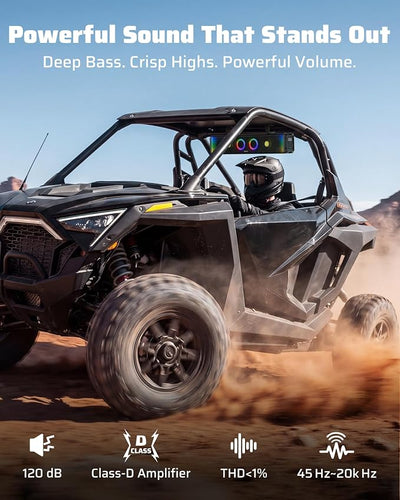 Ehaho 26 Inch UTV Sound Bar, IP66 Waterproof Bluetooth Golf Cart Sound Bar, ATV SoundBar with RGB Lighting, Amplified Powersports SXS SoundBar, UTV Speakers Compatible with Polaris RZR Can-Am