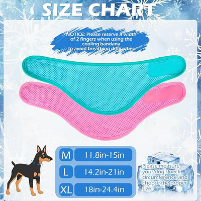 EXPAWLORER Dog Cooling Bandana - 2 Pack Instant Cooling Dog Bandanas, Chill Out Pet Cool Scarf Summer Essentials Ice Neck Cooler Wrap, Prevent Sunstroke for Small Medium Large Dogs, Green Pink M