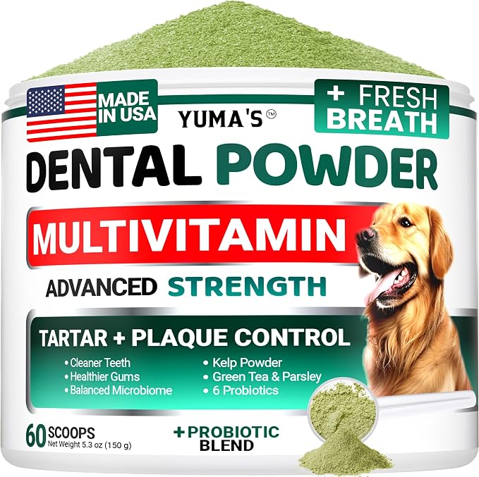 Advanced Dog Dental Powder, Breath Freshener with Multivitamin, Dog Teeth Cleaning, Bad Breath & Tartar and Plaque Off Remover for Dogs Probiotics lab co, Pet Oral Care - Vitamins and Supplements