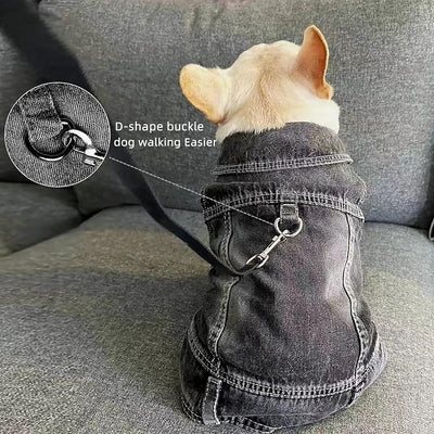 Dog Jean Jacket Pet Black Denim Coat for Puppy Small Dogs T-Shirt Fashion Classic Overalls Girl Male Boy Cat Costumes Vintage Machine Washable Vest Clothes Outfit Shirts（Black，X-Large）