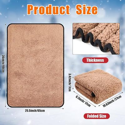 Tuanse 2 Pcs USB Heated Blanket 25"x 35" Heated Car Blanket 5V Portable USB Electric Throw 3 Heat Setting Electric Throw with Timer Temperature Controller for Car Winter Home Office(Khaki,Lambswool)