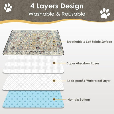 SCLOSE Washable Pee Pads for Dogs Large 2 Pack, 48" x 48" Reusable Puppy Pads Waterproof Dog Rugs, Super Absorbent, Leakproof, Dog Crate Pad, Playpen Mat, Whelping Pads, Vintage