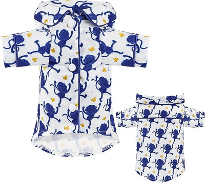 Dog Shirts for Small Dogs Puppy Pajamas Cute Pet Clothes Soft Button Down T Shirt Summer Outfit (Blue Monkey, XS)
